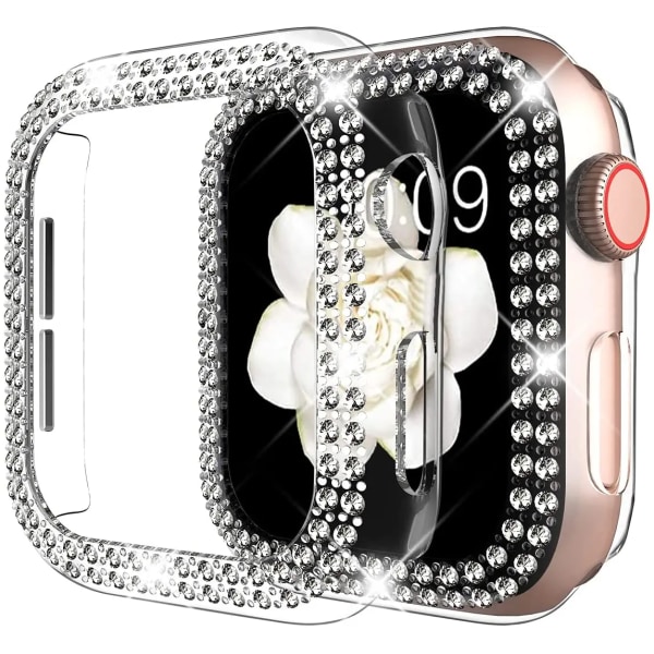 Diamond Case för Apple Watch Series 8 7 41MM 45MM Cover För iWatch 6 SE 5 4 38MM 42MM 40mm 44mm Tillbehör Transparent 45MM Series 7