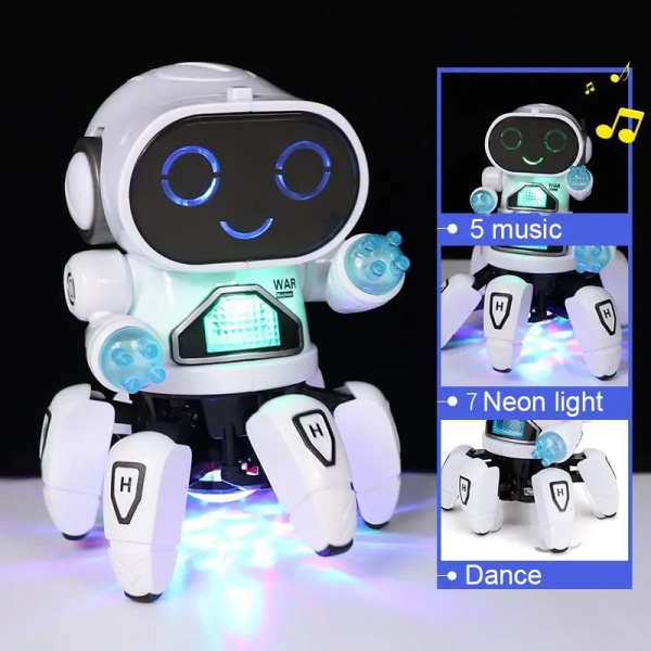 Dansmusik 6 klor Robot bläckfisk Spindelrobotar Fordon Födelsedagspresent Leksaker för barn Barn Tidig utbildning Baby Pojkar Flickor With Box O