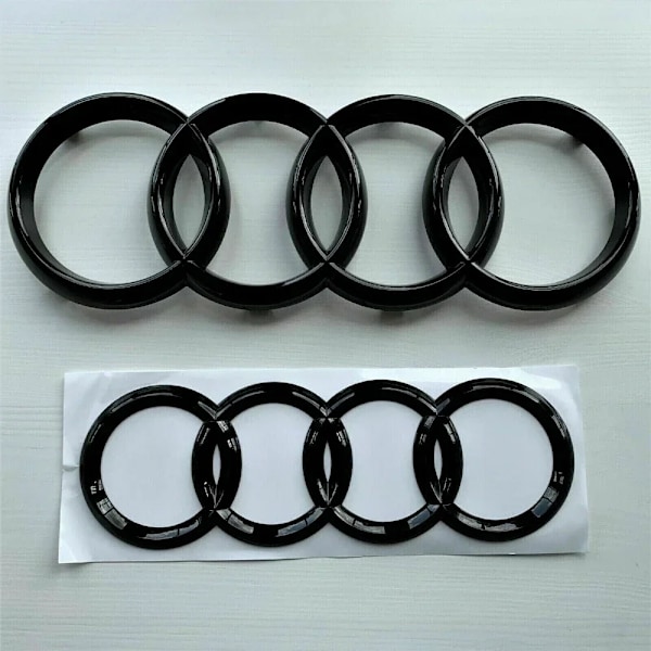 4 Ring Abs Bilhuva Främre Grill Bakre Baklucka Emblem Logo Märkemärke Decal För Audi A3 A4 A5 A6 A7 Q2 Q3 Q5 Q8 Tt glossy Black Front 285mm