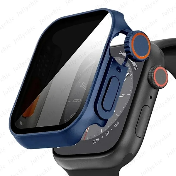 Kotelo Apple Watch Series9/8/7/6/5/4 Se 44 45 41 40Mm Tavu Ultra Yksityisyys Karkaistu Lasi Scr Een Suoja Blue Series 456 SE44mm