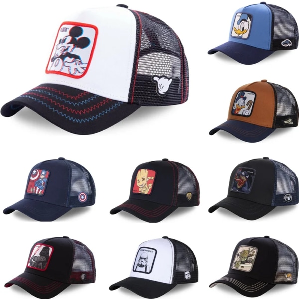 Marvel Star Wars Anime Tecknad Snapback bomull Cap Herr Kvinnor Hip Hop Pappa Mesh Hat Trucker Hat Dropshipping MICKEY COLORFUL