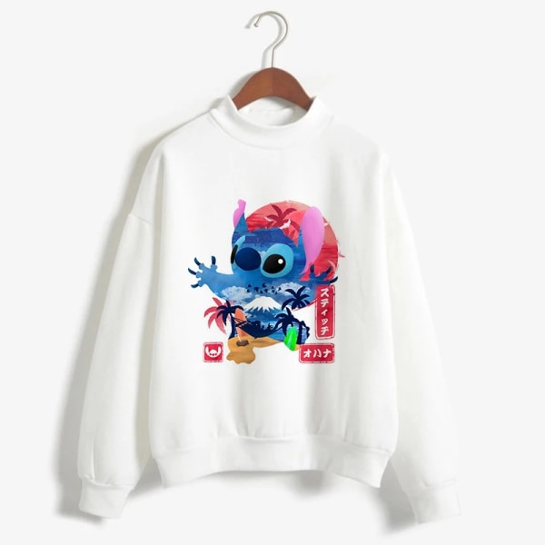 2023 Turtleneck hoodie Stitch Funny Women Harajuku Cute Lilo and Stitch Anime Sweatshirt Manga Streetwear Hoody Kvinna 59217 L