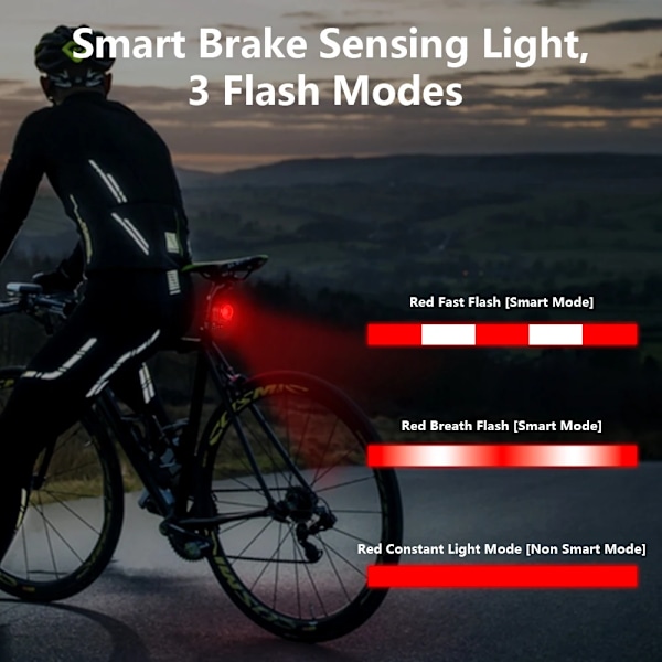 ANTUSI A8Pro Cykel  Tyverialarm  Automatisk Bremsning Cykel Baglygte USB Opladning Vandafvisende Cykel Baglygte Fjernbetjening A8PRO taillight C