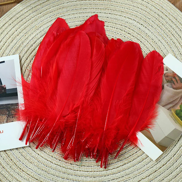 15-20cm Naturlige Gåse- og Svanefjer, Små Farvede Fjer til DIY, Flagrer, Plume, Scene-, Bryllupsdekoration, Flydende Plumas, Sprøjtballon Bright red