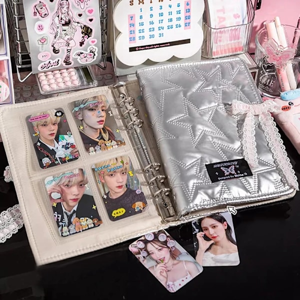 Kpop Photo Binder A5 Photocard Innehavare Retro Sliver Photo Album Card Samla Boka Låsblad Idol Litet Kort Lagringsboken 10pcs inner page S1