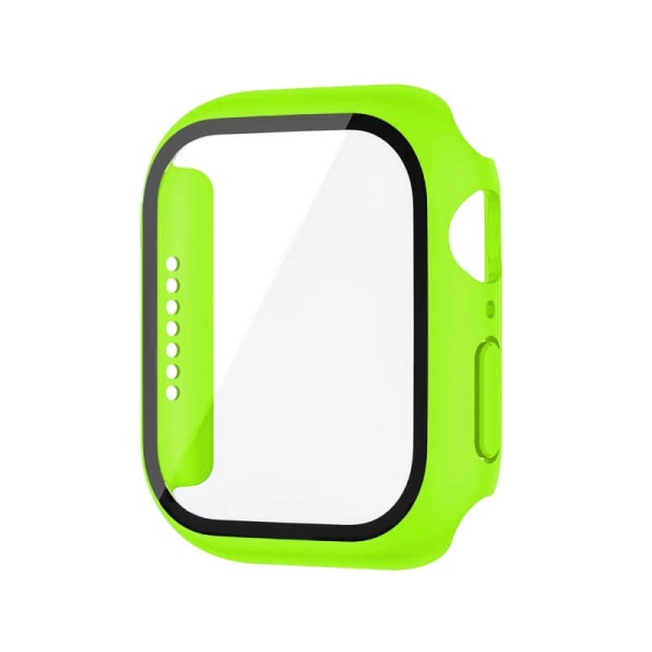 Härdat cover för Apple Watch Case 45mm 41mm 44mm 40mm 42mm Skärmskydd för iWatch Tillbehör serie 9 4 5 6 SE 7 8 Fluorescent green Series 6 5 4 SE 40mm