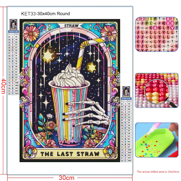 DIY AB Diamond Embroidery Tarot Card Diamond Painting Cartoon Skeleton Cross Stitch Set Halloween Art Decoration Gift KET17 20x30cm AB Round