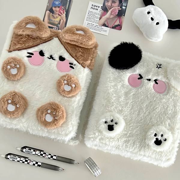 A6 Binder Photocard Innehavare Cute Plush Hund Katt Fotoalbum Kpop Idol Fotokort Samla Boka Studentskola Anteckningsboken Brevväxlar Cover D