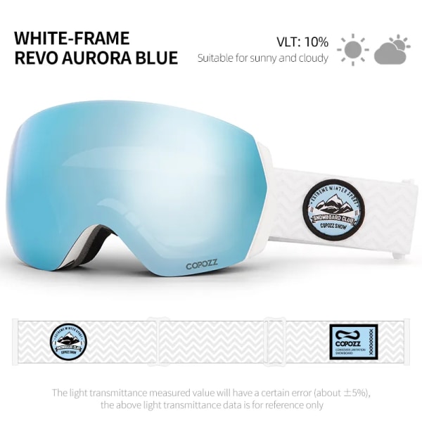 Skidglasögon Herr Dam UV400 Anti-fog Skidglasögon Snöglasögon Snowboardglasögon för vuxna med nattgul lins och case light blue only
