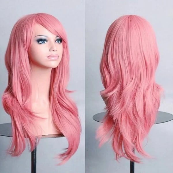 70 cm lockigt lång rosa cosplay peruk Hårbitar syntetiskt hår grå rosa blonda peruker för svarta kvinnor Peruk 613C 24inches