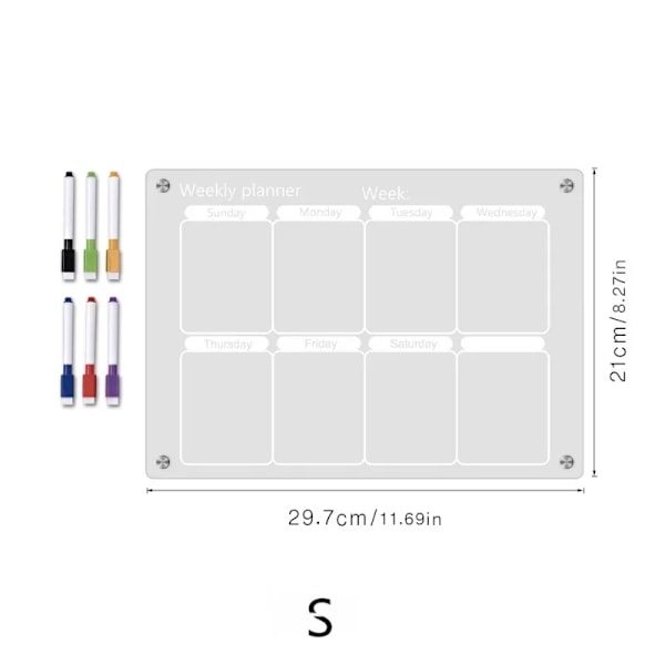 A3/A4 Genomskinliga Akryl Kylskåpsmagneter Kalender Månadsvis Veckovis Planerare Transparent Kylskåp Magnetisk Personlig Dekal This Week S