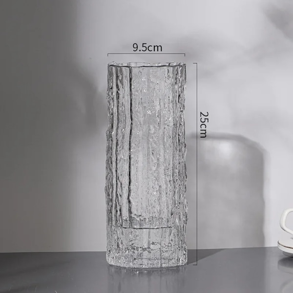 Vase Glacier Vase Glas Transparent Blomsterarrangement Rose Blomst Stue Spisebord Dekoration Flaske A