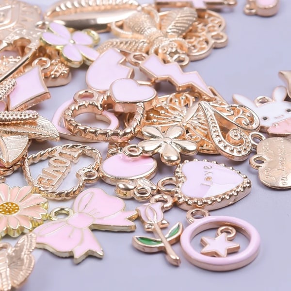 Emalj Legering Hjärta Lämnar Svamp Rosa Guld Färg Charms Shell Starfish Diy Kvinnor Armband Smycken Göra Mix Penna Tillbehör För Tillverkning Random 20pcs