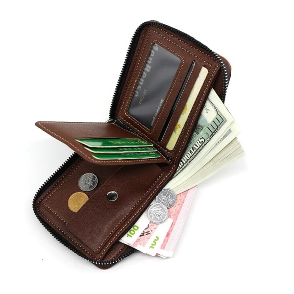 Män Plånbok Pengar Väska Mode PU Mjukt Läder Plånbok Korthållare Hasp Mynt Pocket Handväska Multi-kort Personlig Fars Dag Present Black