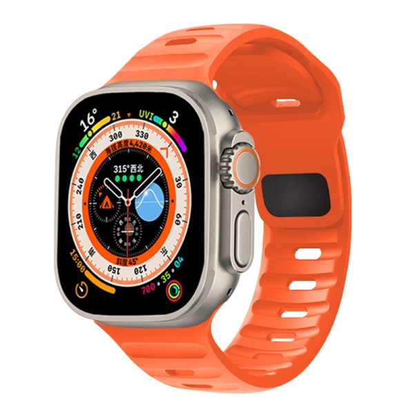 Silikonrem för Apple Watch ultra 2 band 44mm 49mm 45mm 42mm 40mm 41mm 38mm sport correa armband iwatch Series 7 6 3 se 8 9 Orange