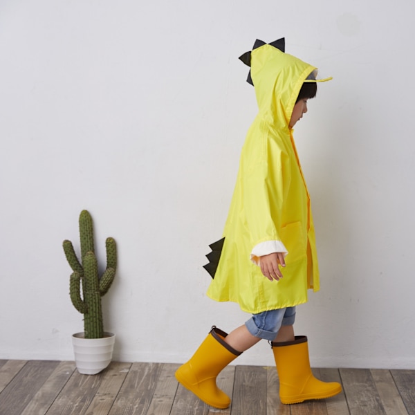 Pieni dinosaurus sadetakki Piirretty söpö sadetakki Poncho Päiväkoti Pojat Tytöt Koulu Sadetakki Tukkumyynti Poncho Painatus Yellow Little Dinosaur L