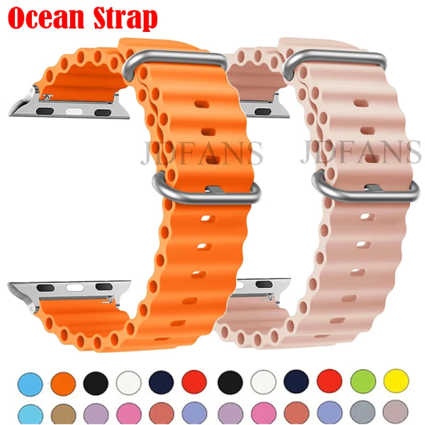 Original Ocean Strap For Apple Watch Band 44mm 49mm 45mm 41mm 40mm 38mm 44 40 mm 1:1 correa iWatch series 9 se 8 ultra 2 bands 25 antique blue 42mm 44mm 45mm 49mm