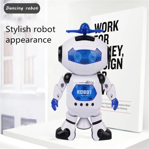 Barn Robot Roterande Dansleksaker Med Musik LED-ljus Elektroniska promenadleksaker för pojkar Flickor Födelsedagsjulklapp with Box