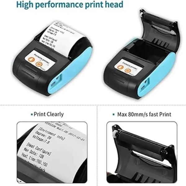 Mini thermal kvitto POS-skrivare Trådlös Bluetooth 58 mm Bärbar biljetträkning IOS Android-faktura Business Detaljhandel med 3 rullar Orange