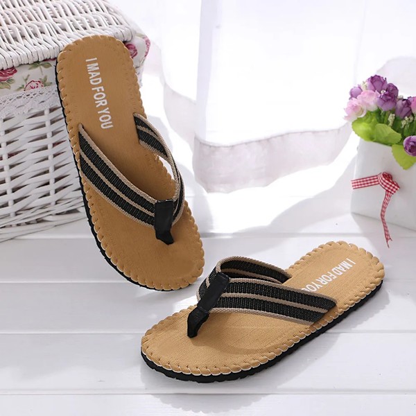 Flip-Flops För Män Sommar Anti-Skid Andningsbart Hem Utomhus Bekväma Tofflor Dagligen Casual Regelbundna Canvas Strap Fli P-Flops Black 41