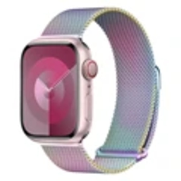 Metalliranneke Apple Watchille 44mm 45mm 49mm 40mm 41mm 42mm 44mm Milanese-runko Rannekoru iWatch Sarja 9 8 7 Se 5 6 Ultra 2 rainbow 38mm or 40mm 41mm