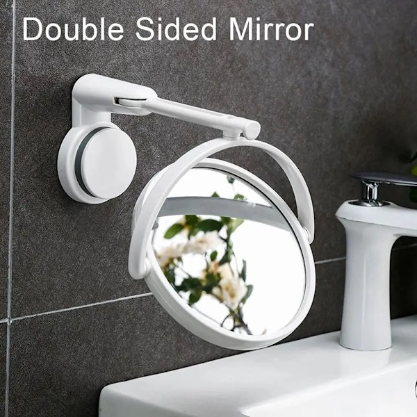 360° Roterande Fällbar Sminkspegel Väggmonterad Installationsfri Rund Väggmonterad Rakspegel Hd Bath Access Förbränningskolvmotorer Double Sided Mirror