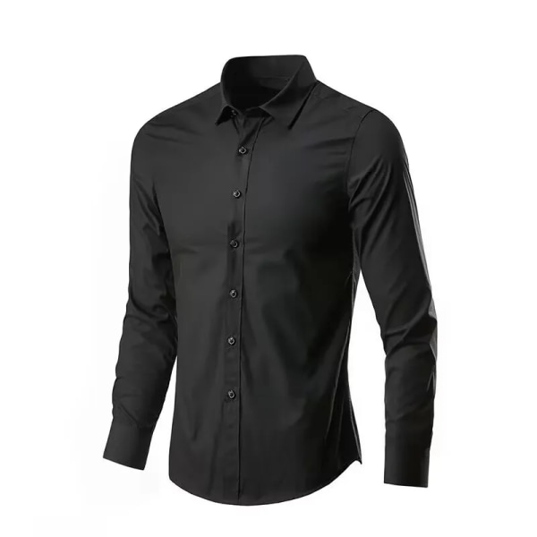 Elastisk vår och höst för män Ny långärmad skjorta Anti-rynkfri strykning Business Comfort Mode Andas Smal 1 44