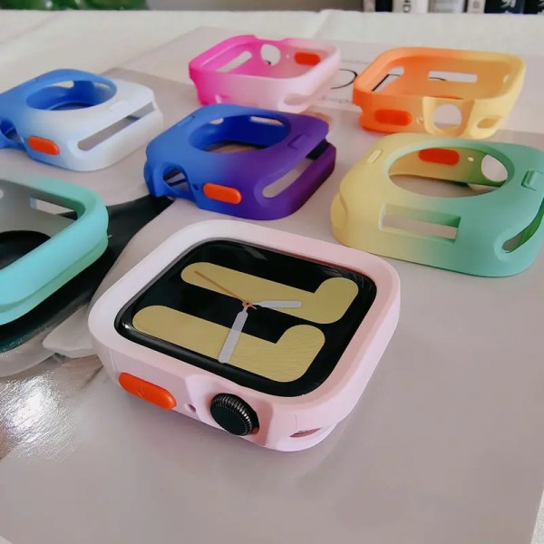 Tvåfärgad mjuk silikon tpu- case för Apple Watch Cover 9 8 7 6 Se 5 4 44 mm 45 mm skydd Iwatch Serie 41 mm 40 mm 49 mm stötfångare B2 41MM