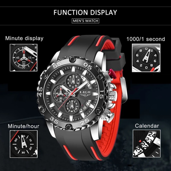 Relogio Masculino Luminous Watch Sport Army Herrklockor Vattentät Quartz Clock Man Chronograph Militär Armbandsur Silver black