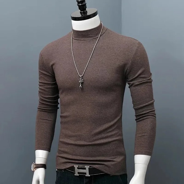 Langærmet T-shirt Termisk Underundertøj Topper Mænd Vintertøj Termisk Skjorte Efterår Mænds Vinterstrømper Høj Hals Tynd Slim Fit Style1 Dark Grey L