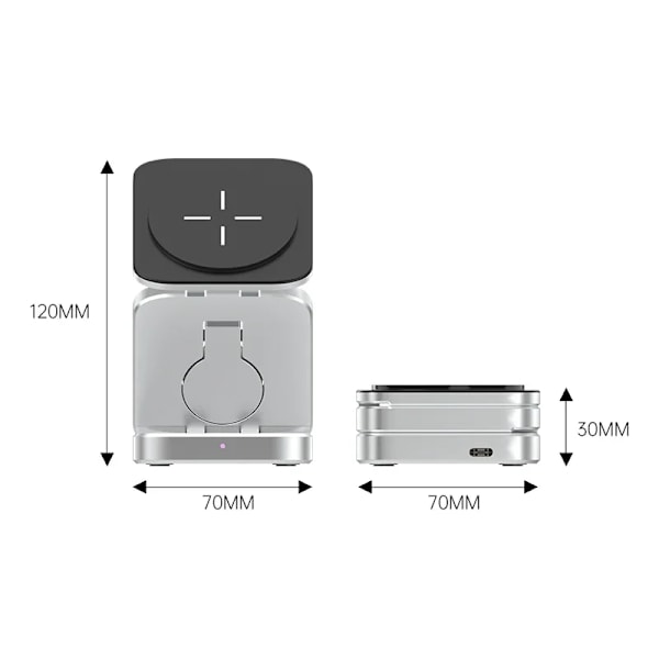 Resa 3 I 1 Magnetisk Trådlös Laddare Vikbar Ståndbrygga För 15, 14, Airpods, För Apple / För Samsung Galaxy S23 for Apple Black