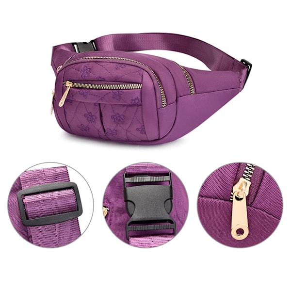 Dam midjeväska Oxford tyg vattentät bältesväska designer crossbody bröstväska dam mode magväska banan höftväska Purple