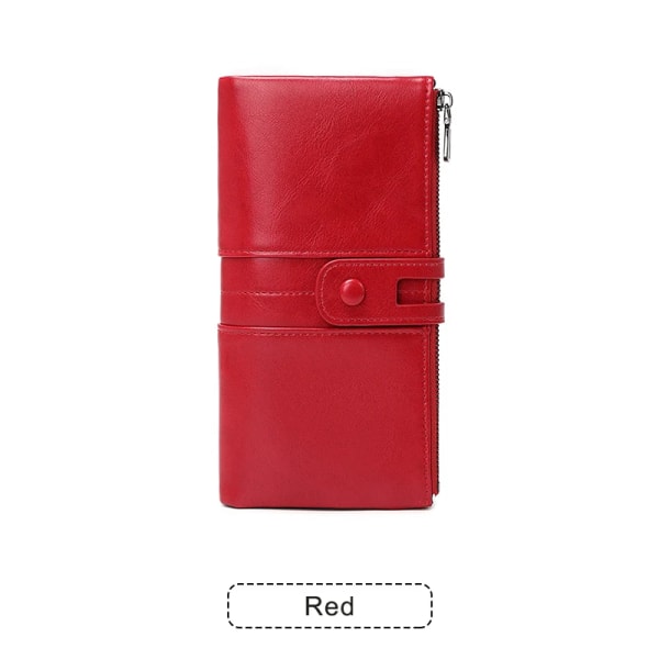 Hettsäljande RFID lång plånbok för kvinnor PU-läderhandväska med flera kortplatser, myntplånbok med dragkedja, mobilplånbok för kvinnor Y1679-Red