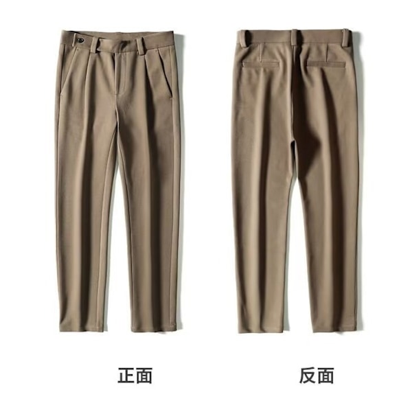 Draping Effekt Ankellånga Byxor Mäns Höst Och Vinter Tjock Lös Raka Byxor Koreanska Mode Woolen Casual Casuale Byxor För Herrbyxor Khaki 29
