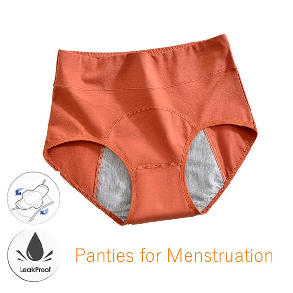 Trosor för mens Bomull Menstrosor Hög midja Period Underkläder Culotte Menstruelle Läcksäker Bragas Menstruales Gray M