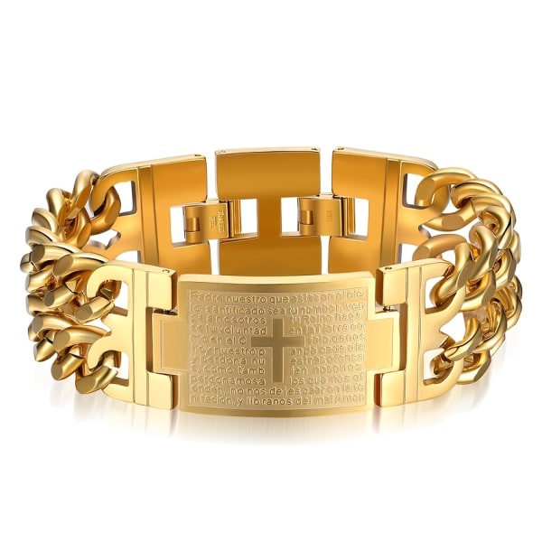 1 st Men's Cross Denim kedja, titan stål smycken armband Golden Cross