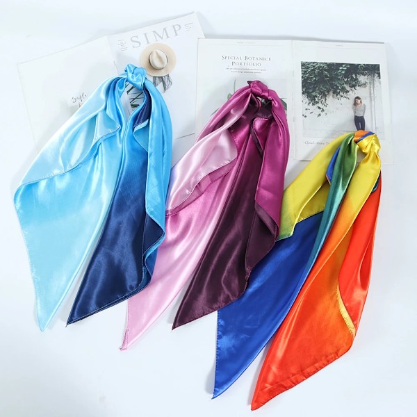 Ensfarvet Hovedtørklæde Blcak Square 90 * 90 Silke Foulard Satin Bandana Cheveux Tørklæde Hijab Tilbehør Til Kvinder Hår Tørklæde CH025 90x90cm