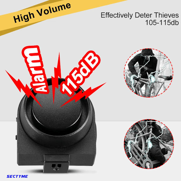 Sectyme Trådlös Vattentät Cykel Vibrationsalarm USB Laddning Fjärrkontroll Motorcykel Elcykel Säkerhet Inbrottslarm 1 Set A2 Alarm