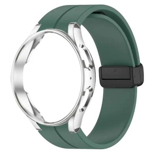 Original Silikonrem+ Case För Samsung Watch 4/5 40 44mm Watch 5 Pro 45mm Magnetiskt spänne Band Galaxy Watch 4 Classic 42 46mm pine green Galaxy watch 5 44mm