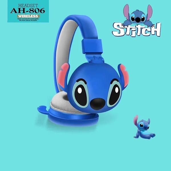 Ny Disney Stitch Trådlösa Bluetooth Hörlurar Ah-806 Hifi Stereo Ljud Vikbara Hewset Med Mic Anime Tecknad Chil Gåva Mitch