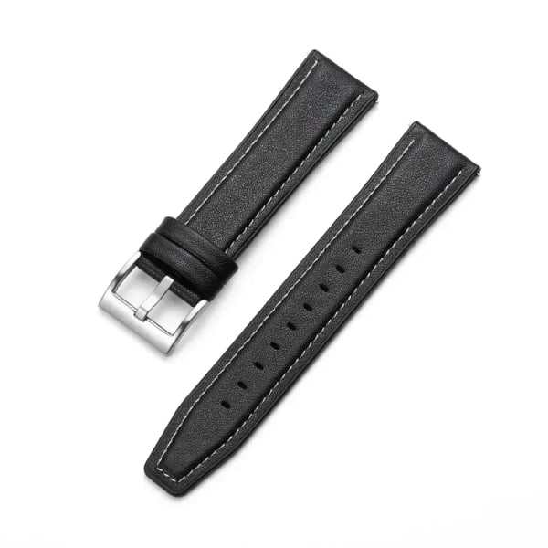 20mm 22mm läder- och silikonhybridrem för Samsung Galaxy Watch4 6 Classic 47mm 46mm/Galaxy Watch6 40mm 44mm bandarmband black white-Silver Huawei GT 2 46mm