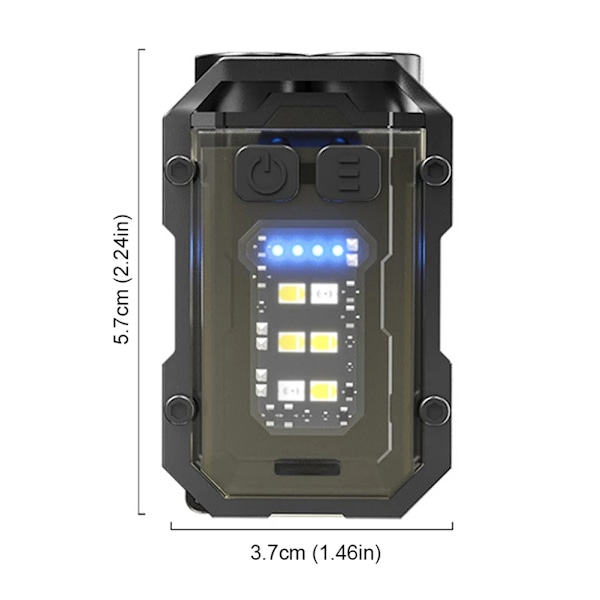 Monitoiminen Cob-taskulamppu, superkirkas, tehokas taskulamppu, Facch Led Linterna Cob, kannettava, pidikkeellä, hätävilkku Black