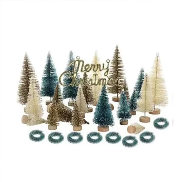 Miniatyyri joulukuusi Tekolumilumi mänty puu Xmas koti pöytä miniatyyri maisema koriste elinvoimainen joulukuusi sisustus Pyst A 24PCS