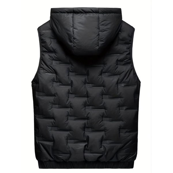 Men's Stand Collar Zip-up Quilted Gilet, Padded Vest With Pockets