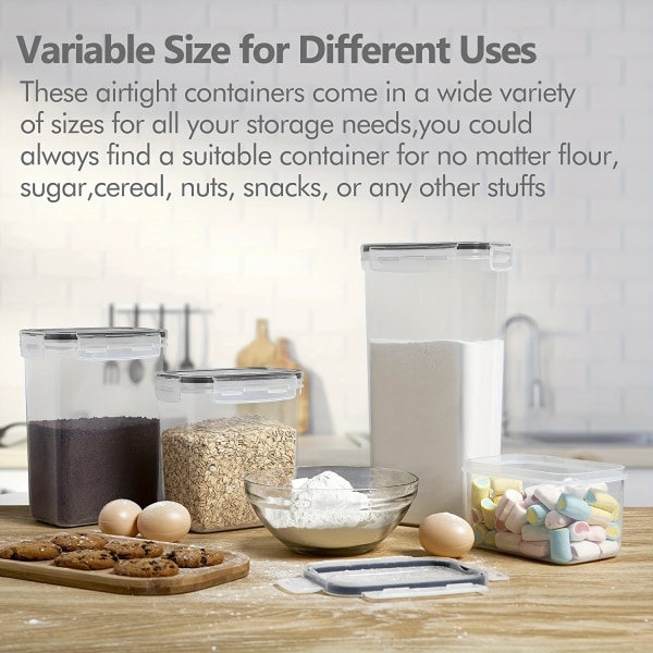 6/12 st lufttäta matförvaringsbehållare med lock och etiketter, BPA-fria plastbehållare för köksförvaring, torrfoderbehållare för mjöl, socker