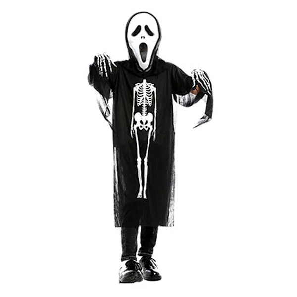 Nye skræmmende kostumer Skelet Skull Kostume Kostume Halloween Kostume til børn Karneval Fest Klæd Ud Jumpsuits S og Maske black Child single code