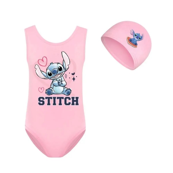 Stitch Girls Cartoon Baddräkt och cap i ett set, den bästa födelsedagspresenten för flickor Dark Grey size 160