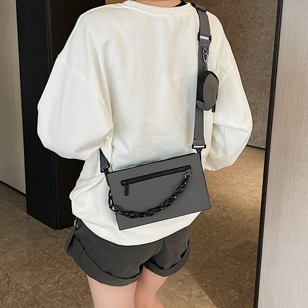Enkelt Kuvert Paket 2023 Sommar Nya Personlig Handväska Casual Mode Trendy Axel Väska Personaliserad Messenger Bag Personaliserad Messenger Grey