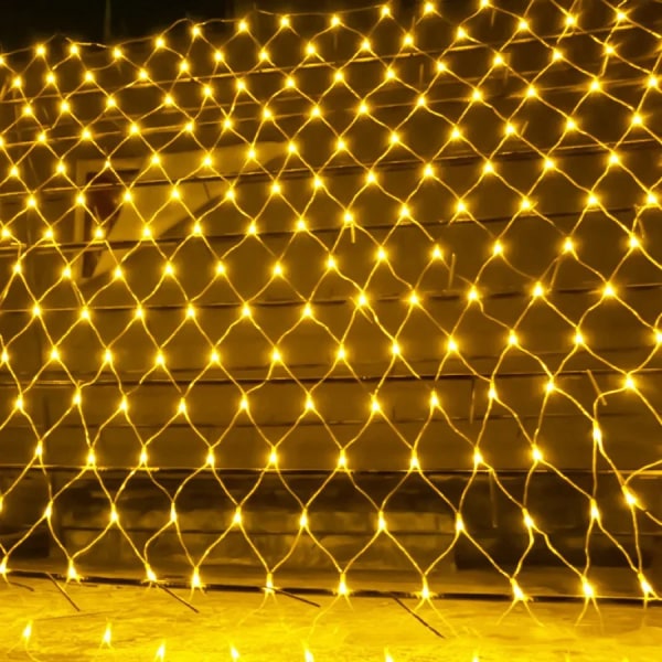 6X4/8X10M stor storlek LED- mesh utomhus julnätsljus Vattentät hängande trädgirland Fairy String Light Warm White