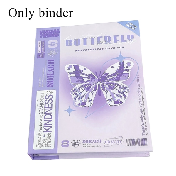 A5 Butterfly Photocard Holder Pärm Skal Cover & Inre Kpop Idol Card Holder Fotoalbum Samla bokalbum för fotografier PURPLE